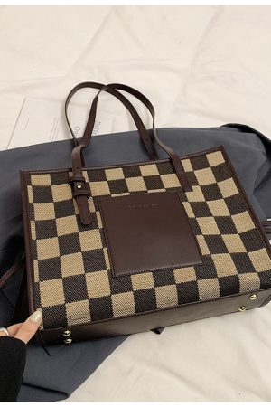 Retro Bird Check Large Capacity Shoulder Bag for Women - French Commuter Underarm Handbag - Summer Fashion 2025