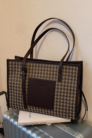 Retro Bird Check Large Capacity Shoulder Bag for Women - French Commuter Underarm Handbag - Summer Fashion 2025