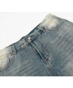 Retro Blue Loose Fit 3/4 Denim Shorts for Men - Summer 2025 American Trendy Casual Style