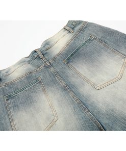 Retro Blue Loose Fit 3/4 Denim Shorts for Men - Summer 2025 American Trendy Casual Style