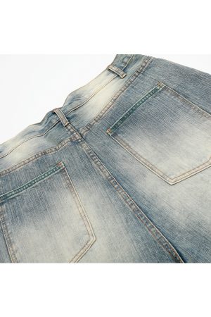 Retro Blue Loose Fit 3/4 Denim Shorts for Men - Summer 2025 American Trendy Casual Style