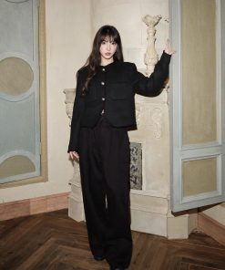 Retro Cargo-Style Drawstring Wide-Leg Pants for Women - Casual Straight-Leg Design with Large Pockets