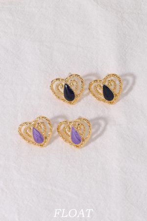 Retro Carved Heart Earrings for Women - Floating Palace Style French Ear Clips and Studs for Spring and Summer Fashion