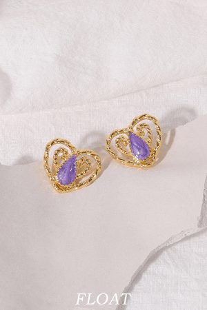Retro Carved Heart Earrings for Women - Floating Palace Style French Ear Clips and Studs for Spring and Summer Fashion