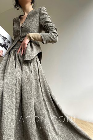 Retro Chinese Style A-Line Long Skirt Suit Set with Fragrant Wild Oolong Design â€“ Elegant Small Top and Skirt Ensemble