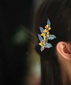 Retro Chinese Style Hair Clip with Osmanthus Design - Elegant Hanfu Accessories for Women, Perfect for Daily Wear and Matching Outfits