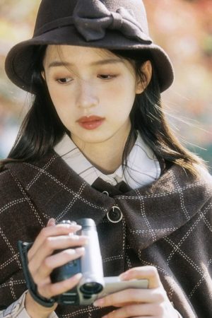 Retro Coffee Bowknot Fisherman Hat - Hepburn-Style French Elegant Bucket Hat for Autumn Winter Fashion