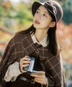 Retro Coffee Bowknot Fisherman Hat - Hepburn-Style French Elegant Bucket Hat for Autumn Winter Fashion