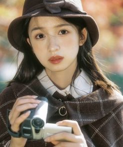 Retro Coffee Bowknot Fisherman Hat - Hepburn-Style French Elegant Bucket Hat for Autumn Winter Fashion