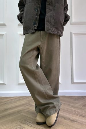 Retro Coffee Brown Loose Jeans for Men and Women - Versatile American Casual Pants - 90s Style Unisex Fashion