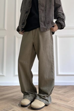 Retro Coffee Brown Loose Jeans for Men and Women - Versatile American Casual Pants - 90s Style Unisex Fashion