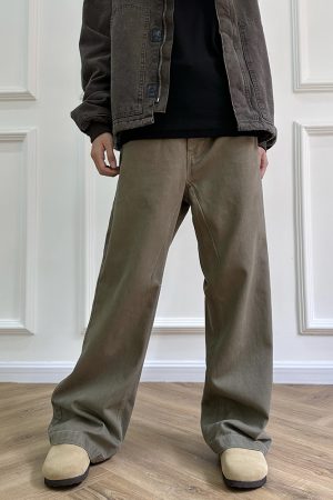 Retro Coffee Brown Loose Jeans for Men and Women - Versatile American Casual Pants - 90s Style Unisex Fashion