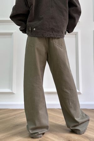 Retro Coffee Brown Loose Jeans for Men and Women - Versatile American Casual Pants - 90s Style Unisex Fashion