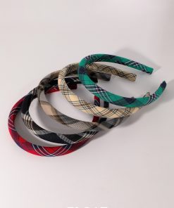 Retro College Style Plaid Headband for Women - Versatile High Crown Hair Accessory for Autumn & Winter Fashion
