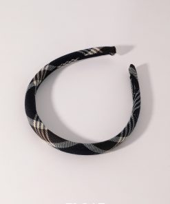 Retro College Style Plaid Headband for Women - Versatile High Crown Hair Accessory for Autumn & Winter Fashion