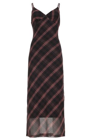 Retro Color Block Plaid V-Neck Backless Mesh Bodycon Dress - Simple Sexy Long Dress for 90s Y2K Fashion Enthusiasts