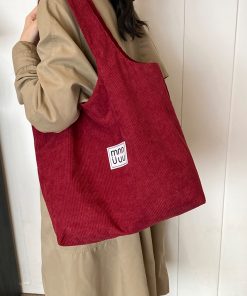Retro Corduroy Shoulder Bag - Large Capacity Commuter Tote for Women - Versatile Autumn 2025 Fashion