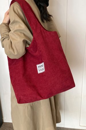 Retro Corduroy Shoulder Bag - Large Capacity Commuter Tote for Women - Versatile Autumn 2025 Fashion