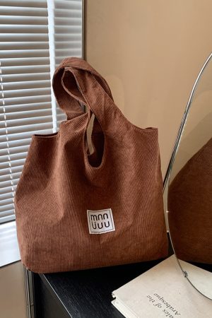 Retro Corduroy Shoulder Bag - Large Capacity Commuter Tote for Women - Versatile Autumn 2025 Fashion