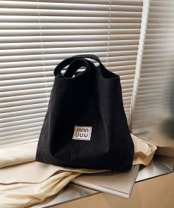 Retro Corduroy Shoulder Bag - Large Capacity Commuter Tote for Women - Versatile Autumn 2025 Fashion