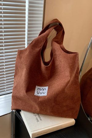 Retro Corduroy Shoulder Bag - Large Capacity Commuter Tote for Women - Versatile Autumn 2025 Fashion