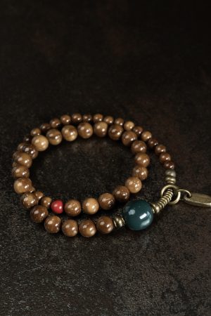 Retro Double Circle Bead Bracelet for Women - Trendy Ethnic Style Jewelry, Versatile Unisex Accessory