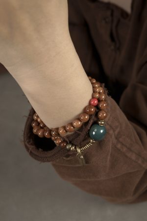 Retro Double Circle Bead Bracelet for Women - Trendy Ethnic Style Jewelry, Versatile Unisex Accessory