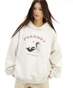 Retro Duck Hoodie - Casual Loose Fit Jacket for Autumn Winter, Vintage Style Inspired by 90s American Fashion