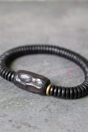 Retro Ebony Wood Bead Circle Bracelet - Versatile Unisex Accessory for Trendy Style