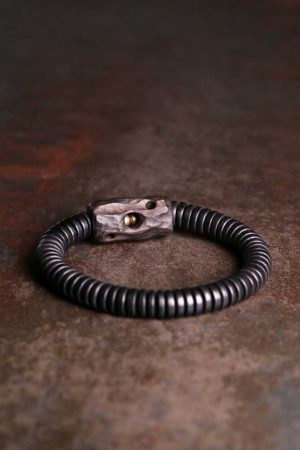 Retro Ebony Wood Bead Circle Bracelet - Versatile Unisex Accessory for Trendy Style