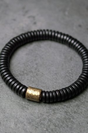 Retro Ebony Wood Bead Circle Bracelet - Versatile Unisex Accessory for Trendy Style