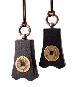 Retro Ebony Wood Coin Pendant Necklace for Men - Minimalist Chinese Style Accessory, Versatile National Trend Jewelry