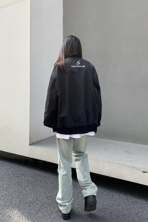 Retro Embroidered Pilot Jacket for Men and Women, Trendy Loose Fit High Street Baseball Jacket, Y2K Fashion