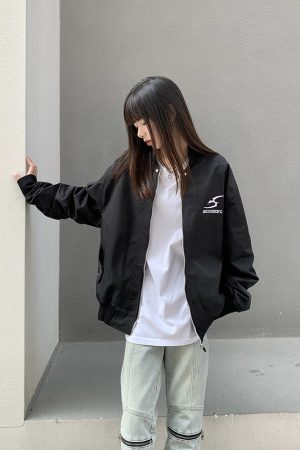 Retro Embroidered Pilot Jacket for Men and Women, Trendy Loose Fit High Street Baseball Jacket, Y2K Fashion