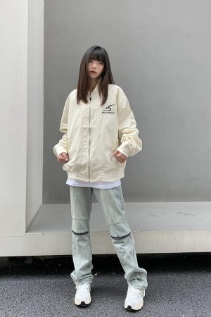 Retro Embroidered Pilot Jacket for Men and Women, Trendy Loose Fit High Street Baseball Jacket, Y2K Fashion