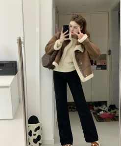 Retro Faux Fur Short Coat for Women | Loose Thick Warm Lamb Wool Jacket for Winter Fashion