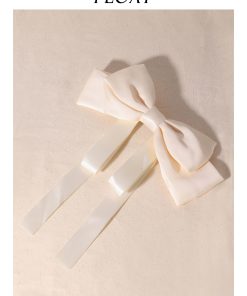 Retro French Satin Black and White Large Bow Hair Clip for Women - Elegant Floating Ribbon Hair Accessory