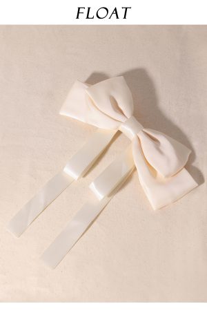 Retro French Satin Black and White Large Bow Hair Clip for Women - Elegant Floating Ribbon Hair Accessory