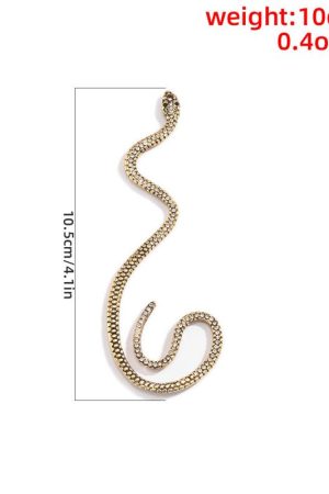 Retro Geometric Snake-Shaped Ear Cuffs with Micro-Inlaid Rhinestones - Vintage Alloy Three-Dimensional Design