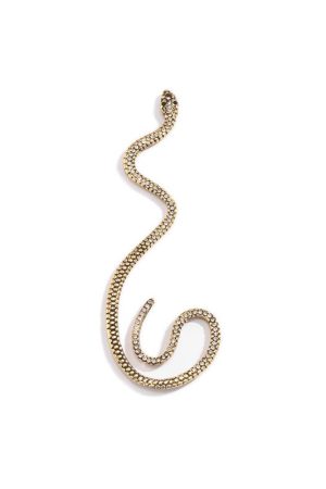 Retro Geometric Snake-Shaped Ear Cuffs with Micro-Inlaid Rhinestones - Vintage Alloy Three-Dimensional Design
