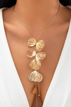 Retro Ginkgo Leaf Tassel Necklace for Women - Sweet Cool Design, Cross-Border European and American Style Jewelry Accessories