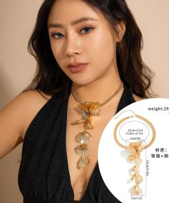 Retro Ginkgo Leaf Tassel Necklace for Women - Sweet Cool Design, Cross-Border European and American Style Jewelry Accessories