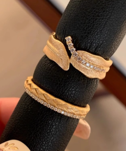 Retro Gold Brushed Wheat Ear Leaf Ring for Women - Unique High-End Finger Ring, 2025 Style, Elegant Fashion Statement