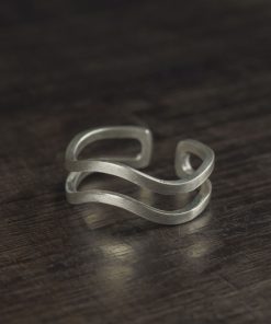 Retro Handmade Brushed Matte 925 Silver Ring for Men & Women, Simple Adjustable Open Design Couples Ring