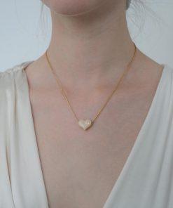 Retro Heart-Shaped Necklace for Women, Floating Heart Pendant Clavicle Chain, Simple Personalized Jewelry, Y2K Style