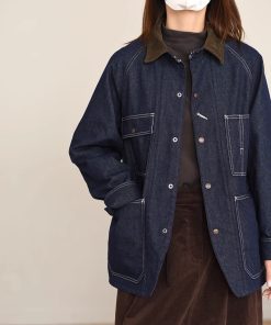 Retro Heavy-Duty Washed Quilted Denim Jacket - Stylish Loose Unisex Workwear Top for 90s and Y2K Fashion