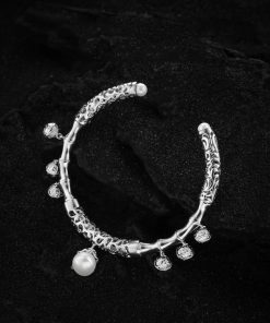 Retro Heavy Industrial Deep Sea Dragon Bone Ocean Wave Dot Inlaid Bracelet - Light Luxury High-End Accessory for Unique Style