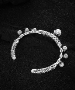 Retro Heavy Industrial Deep Sea Dragon Bone Ocean Wave Dot Inlaid Bracelet - Light Luxury High-End Accessory for Unique Style