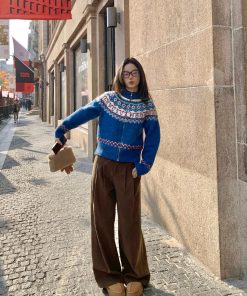 Retro High-Waisted Wide-Leg Pants for Women - Casual Loose Fit Slim Straight Long Trousers for Autumn Winter Fashion