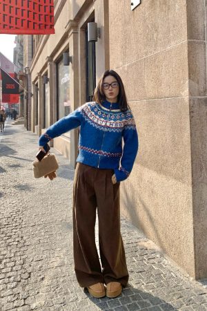 Retro High-Waisted Wide-Leg Pants for Women - Casual Loose Fit Slim Straight Long Trousers for Autumn Winter Fashion